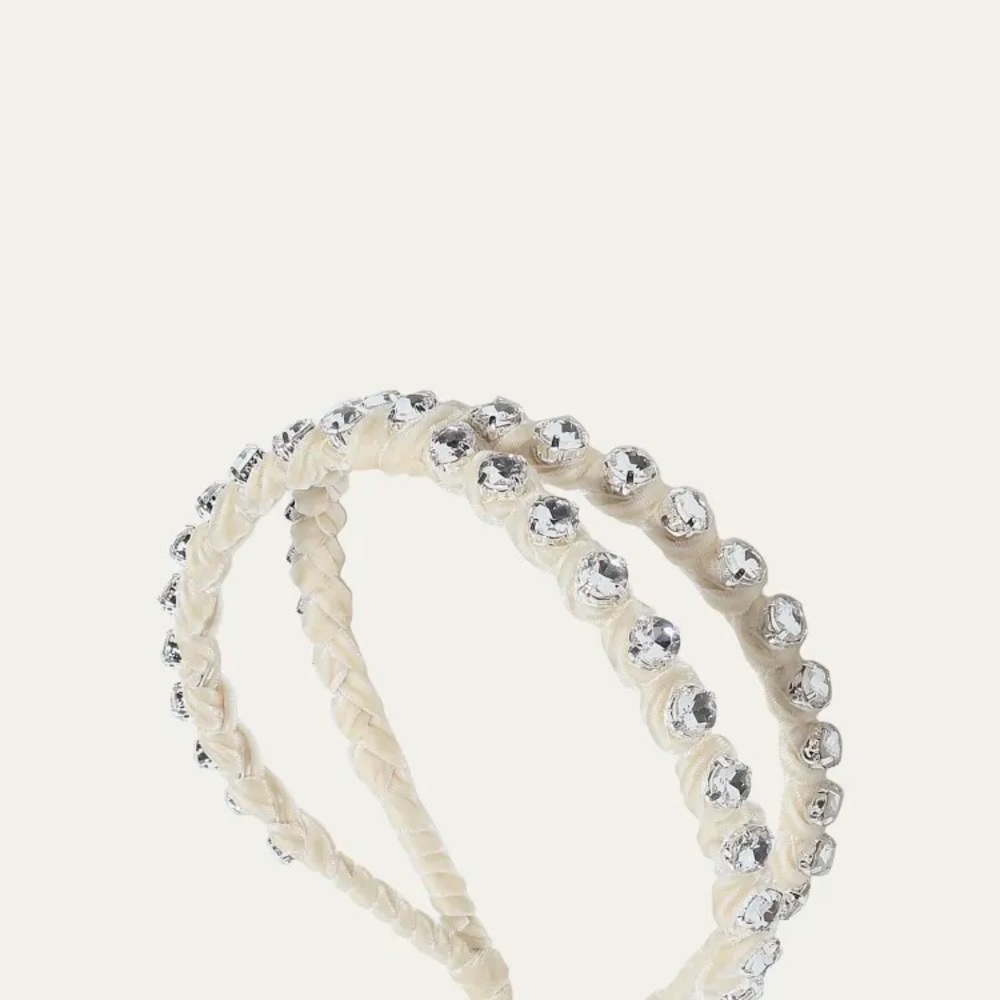 Lele Sadoughi Cream Silver Beaded Hair Accessory
